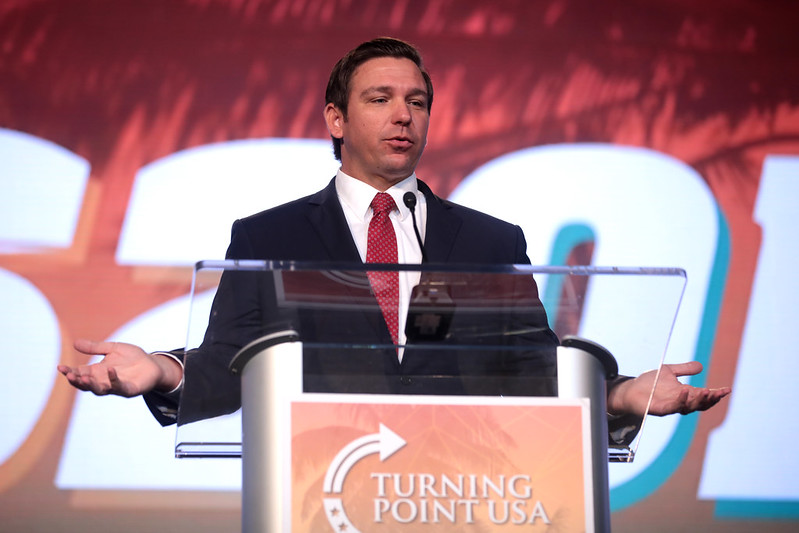 Florida Governor Ron DeSantis (R) signed HB 1557, known as the Dont Say Gay bill, into law on on Monday, March 28, 2022. [Image Source: Ron DeSantis by Gage Skidmore is marked with CC BY-SA 2.0.]