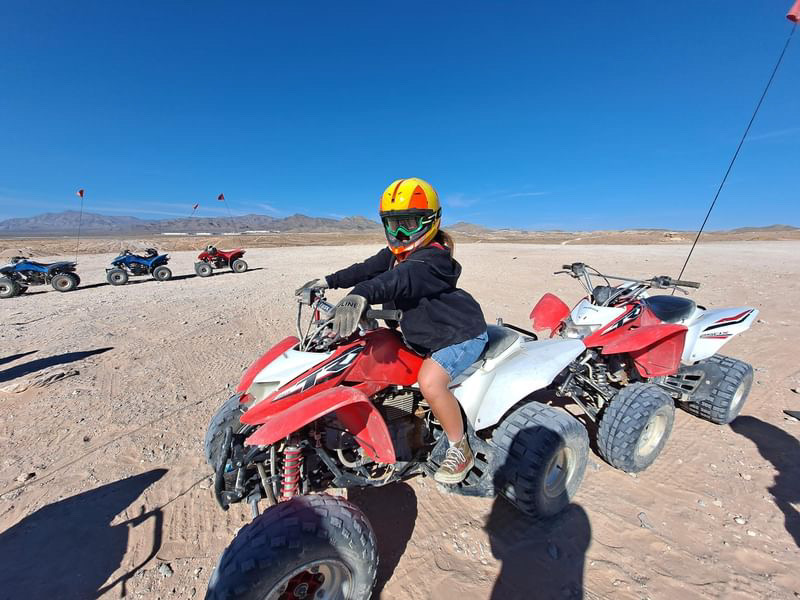 Kyrie Larson, a resident of Nevada at the Las Vegass off roading ATV tours. 