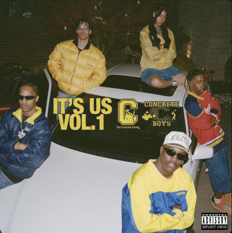 Album cover to Concrete Boys’ debut album, Its Us Vol. 1 which released April 5, 2024. The cover depicts all 5 members of the Atlanta based group, as an introduction to who they are all as individuals and as a collective. 