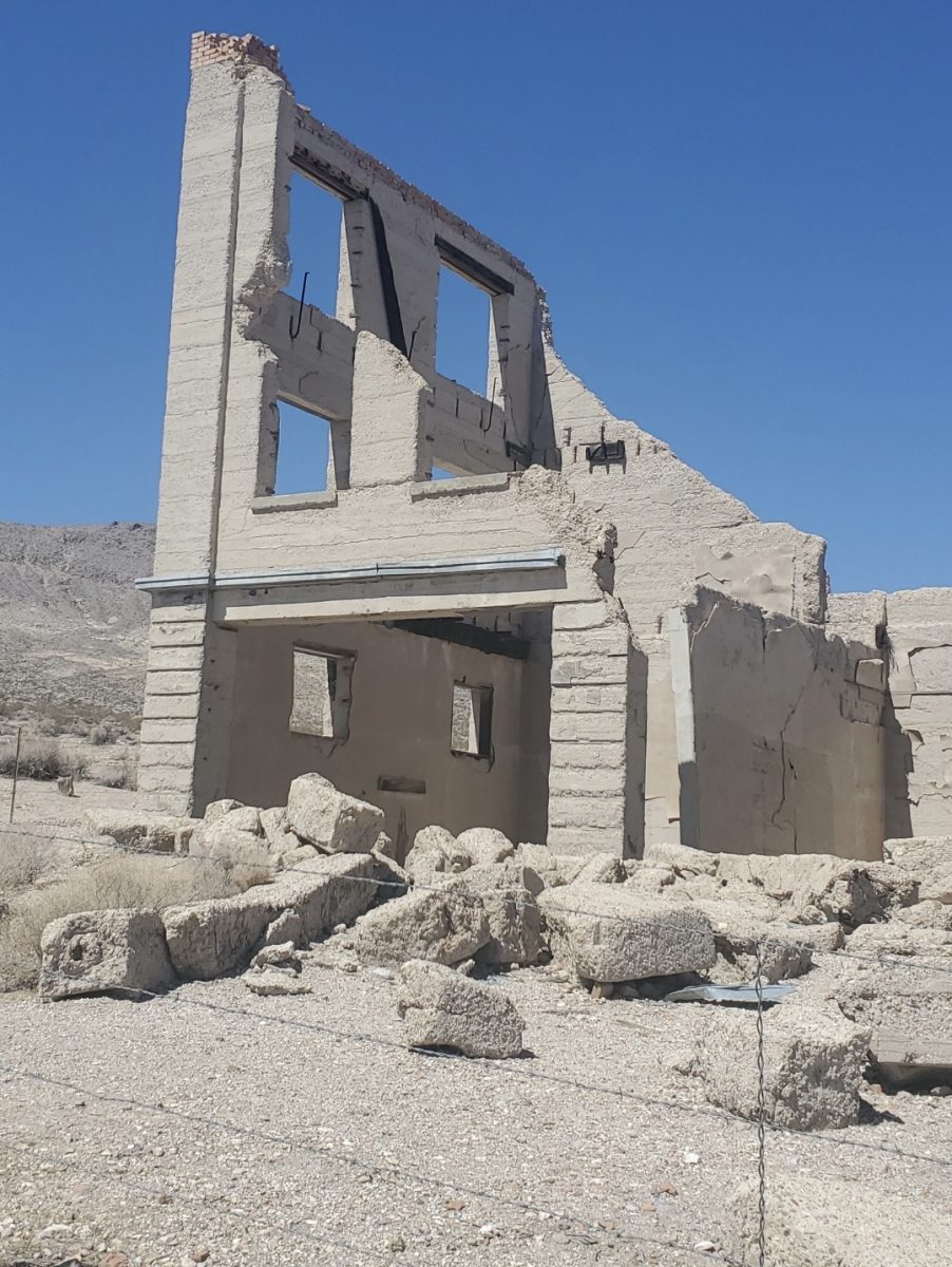 The remains of the Cook Bank Building, the largest building in Rhyolite, Nevada. Did you know that the post office for Rhyolite operated in the basement of this bank for a while?
