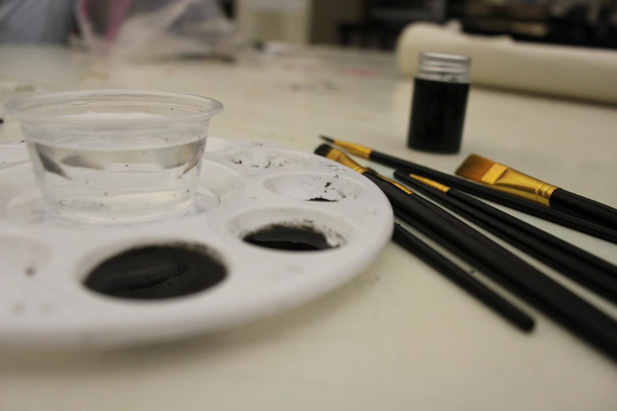 The freshman 2-D visual design majors had a unit learning how to use ink as an art medium.